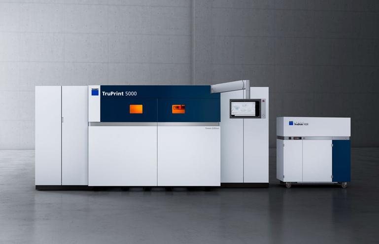 <cap 1> With the green laser, the TruPrint 5000 Green Edition can also additively manufacture large copper components. Photo: Trumpf.
