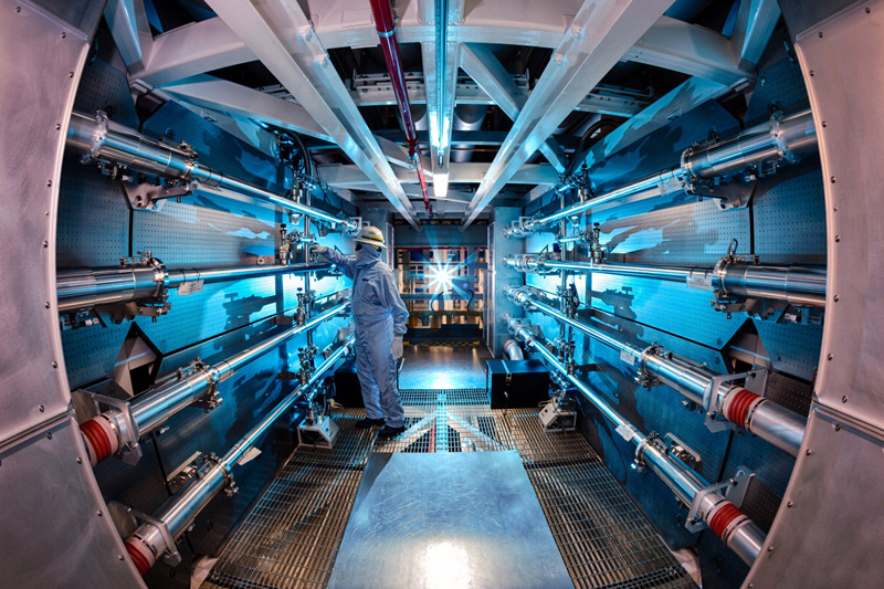 The preamplifiers of the National Ignition Facility are the first step in increasing the energy of laser beams as they make their way toward the target chamber. Credit: LLNL / NIF.