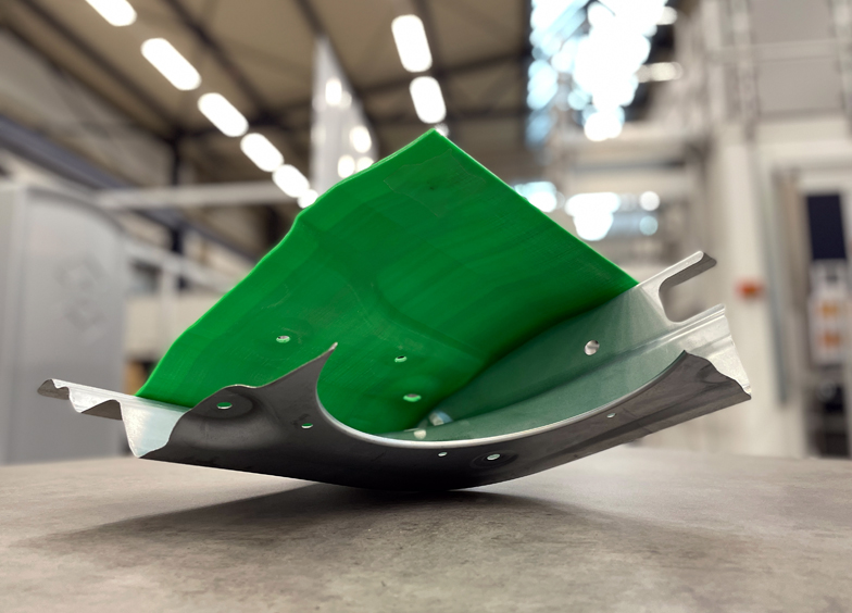 The process is used to join thermoplastic to metal on a Volkswagen door demonstrator. Photo: LZH.