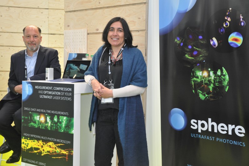 Sphere Photonics' Fabio Giambruno and Rosa Romero. Photo: Matthew Peach, optics.org.