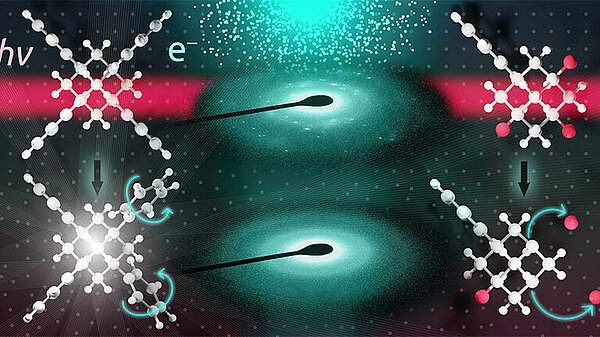 Structural modifications of the the molecular clusters that lead to the formation of amorphous compounds can be induced by electron or laser irradiation. Image credit: Elisa Monte, Justus-Liebig-Universit&auml;t Gie&szlig;en.