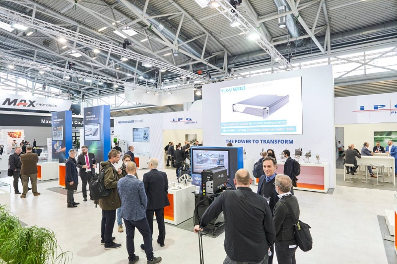 IPG's booth at the LASER World of Photonics 2022 trade show in Munich highlighted the company's efforts to diversify both in terms of applications and geography. The latest financial results suggest that is happening, with sales of high-power lasers for cutting applications in China now accounting for less than 10% of overall sales. Photo: Messe M&uuml;nchen/Markus Br&ouml;nner.