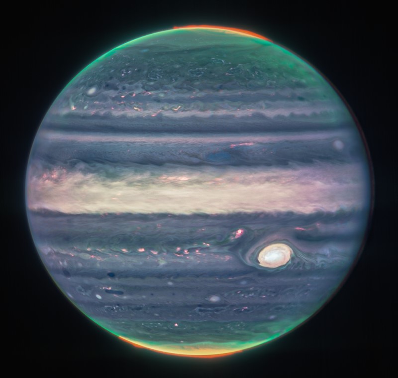 New view: Webb NIRCam composite image of Jupiter, released on Monday 22 August, 2022. Credit: NASA, ESA, CSA, Jupiter ERS Team; image processing by Judy Schmidt.