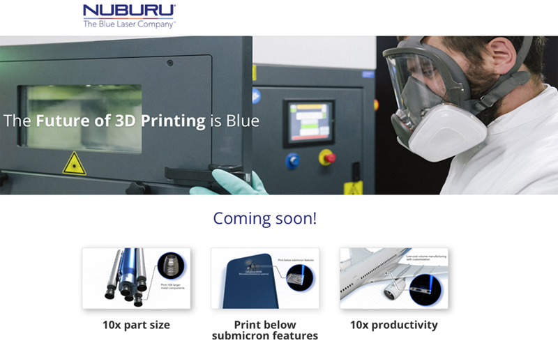 Nuburu's AO&reg;- and AI&trade; series lasers weld copper, aluminum, and dissimilar metals. The firm says industrial blue lasers bring high quality and speed to additive manufacturing. Image: Nuburu.