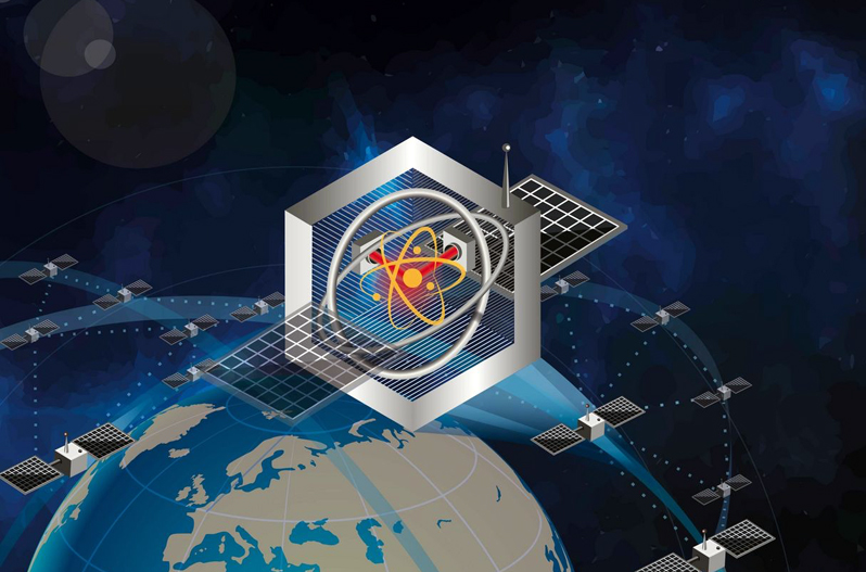 The first satellite controlled by quantum technology is scheduled to be launched into space in 2027. Graphic: TRUMPF Photonic Components.
