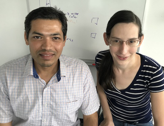 Rice University electrical and computer engineer Gururaj Naik and alumna Chloe Doiron, now a researcher at Sandia National Laboratories, led the effort to find nanophotonic materials that break the Moss rule. Such materials would allow better control of light at the nanoscale, opening new possibilities for display technologies. Photo: Rice University.