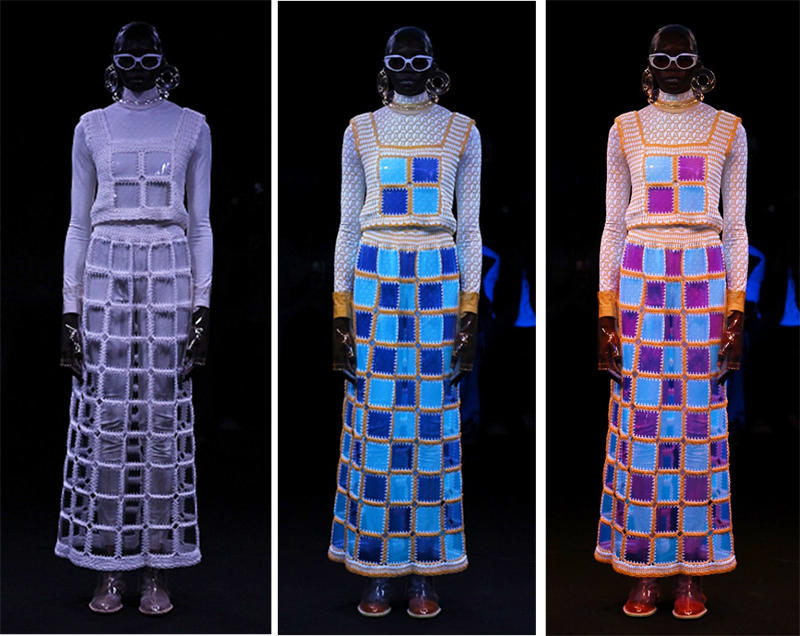 <cap>Spring/Summer 2024 Paris Collection: Hyperspectral color control alters viewers' perception of clothing while worn. Image: NTT / Imagica.
