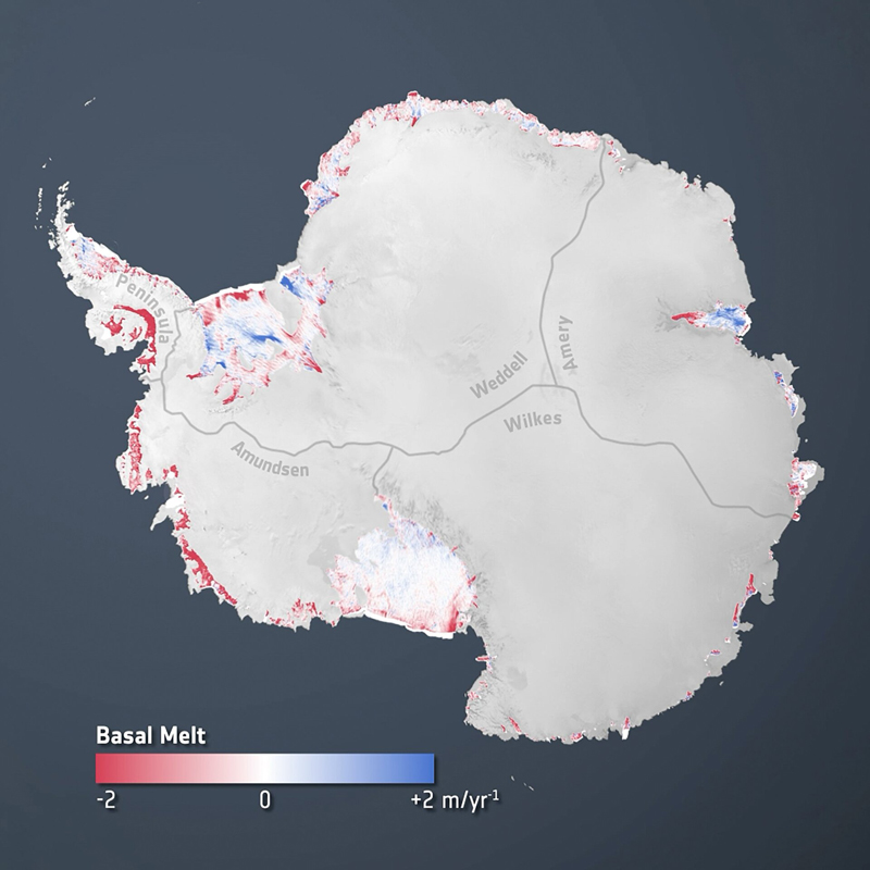 New research, based largely on information from the Copernicus Sentinel-1 and ESA's CryoSat satellite missions, has revealed alarming findings about the state of Antarctica's ice shelves: 40% of these floating shelves have significantly reduced in volume over the past quarter-century. &copy; ESA/Planetary Visions.
