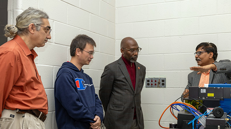Award winners: The team at Tuskegee University. (left to right): Dimitar Dimitrov, Fan Wu, S. Keith Hargrove, and Akshaya Kumar. Photo: SPIE.