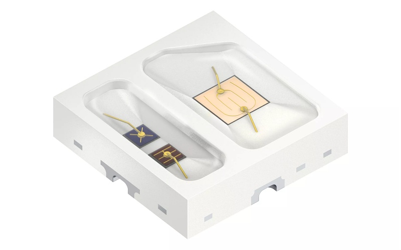 ams Osram's latest multi-LED package for wrist-based wearables offers higher-brightness emitters - and should lead to more accurate and reliable monitoring of vital signs like heart rate and blood oxygenation. Image: ams Osram.