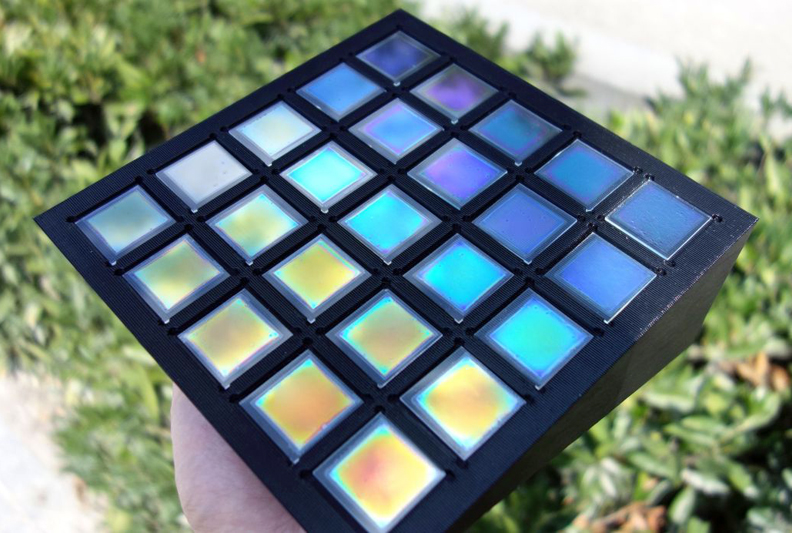 Device properties can be precisely controlled with inkjet-printed optical filters. Credit: LTI, KIT.
