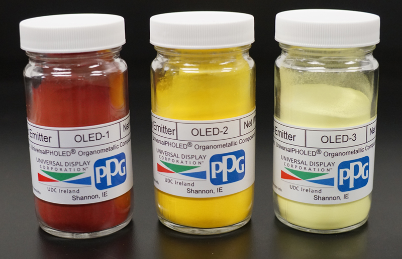 UDC's phosphorescent OLED emitters, made by PPG, are used in many applications. Image: PPG.