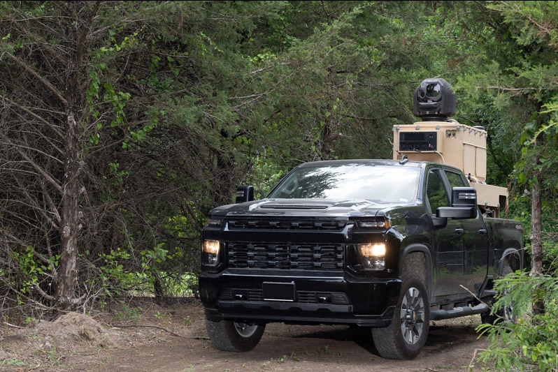 The palletized laser weapon system was built in the world's first laser weapon factory in McKinney, Texas, and delivered to the Life Cycle Management Center. Credit: Raytheon Technologies.