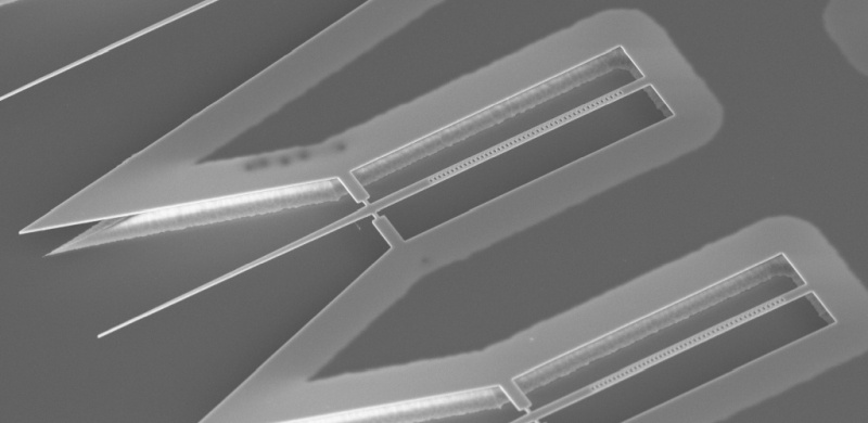 Featuring a silicon crystal doped with single atoms of erbium, the nanophotonic resonator fabricated by the MPQ/TUM research collaboration is being touted as a breakthrough for future quantum networking. Image: MPQ.