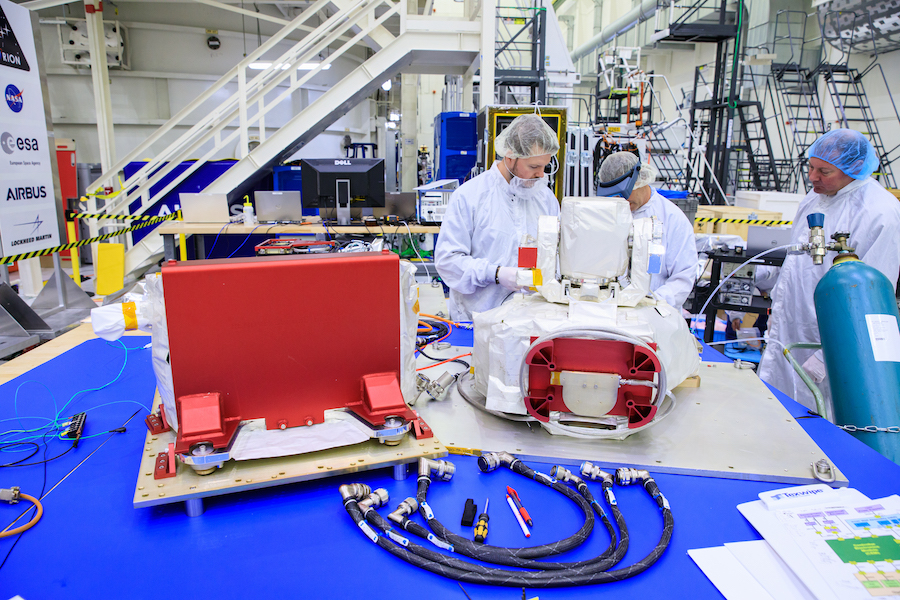 The O2O payload at Kennedy Space Center undergoing unpacking and examination. Credit: NASA/Isaac Watson.