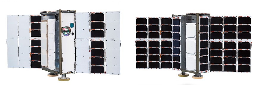 Two satellites on the SpaceX Transporter-8 mission carrying optical inter-satellite link (OISL) payloads. Credit: Spire Global.