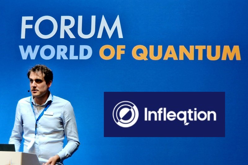 Cornelis Ravensberger, Infleqtion's Project Lead, speaking yesterday at the World of Quantum conference. Photo: Matthew Peach, optics.org. 