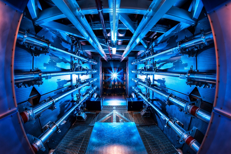 Although Blue Laser Fusion has revealed little about its specific approach to laser fusion for energy generation, it is known to be using hydrogen-boron fuel, instead of the deuterium-tritium target used in the critical NIF fusion experiments. This image shows the inside of pre-amplifier support structures in the giant NIF facility. Photo: Damien Jemison/LLNL.