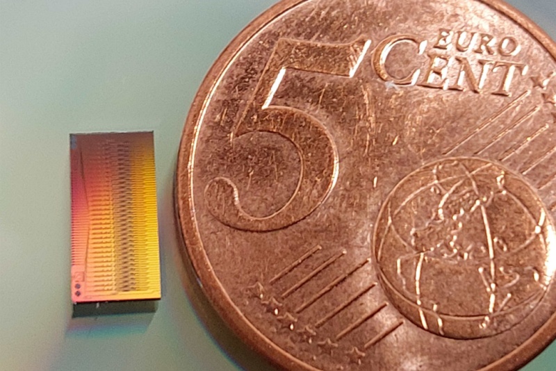 Unparalleled parallelization: Scantinel Photonics says its detector and scanning chip shares the same photonic platform as its integrated laser. Photo: Scantinel Photonics.