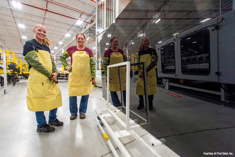 First Solar is set to invest up to $1.1 billion in further expanding its US manufacturing footprint to produce its own photovoltaic solar modules. The latest facility, the location of which is yet to be determined, is expected to grow the company's nameplate manufacturing capacity by 3.5 GW, to reach approximately 14 GW in the US and 25 GW globally in 2026. Photo: First Solar/Business Wire.