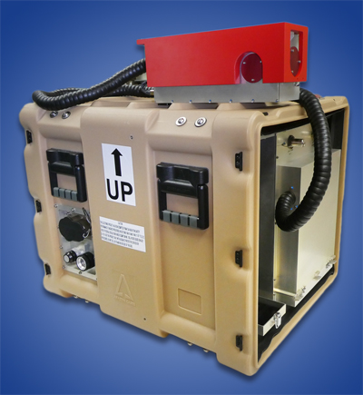 10kW output: the Phantom system in transportation configuration, within a ruggedized enclosure. Photo: Northrop Grumman.