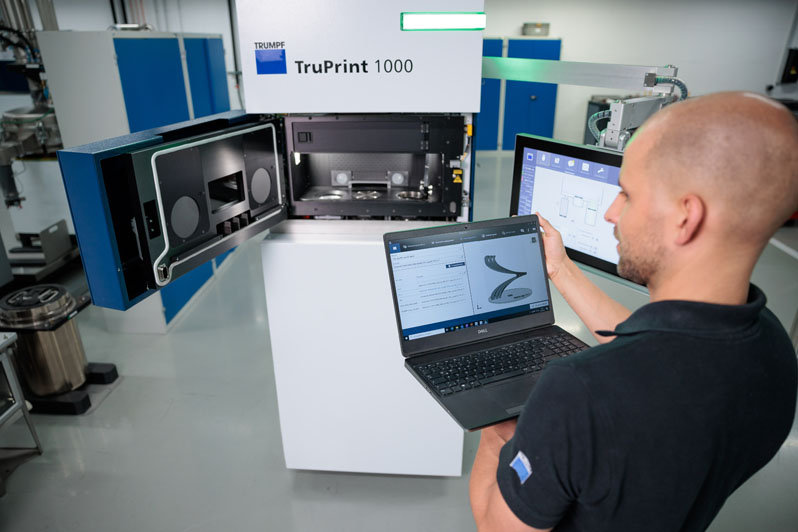 TruTops Print allows users to print parts with extreme overhangs as low as 15 degrees without requiring support structures. Photo: Trumpf. 