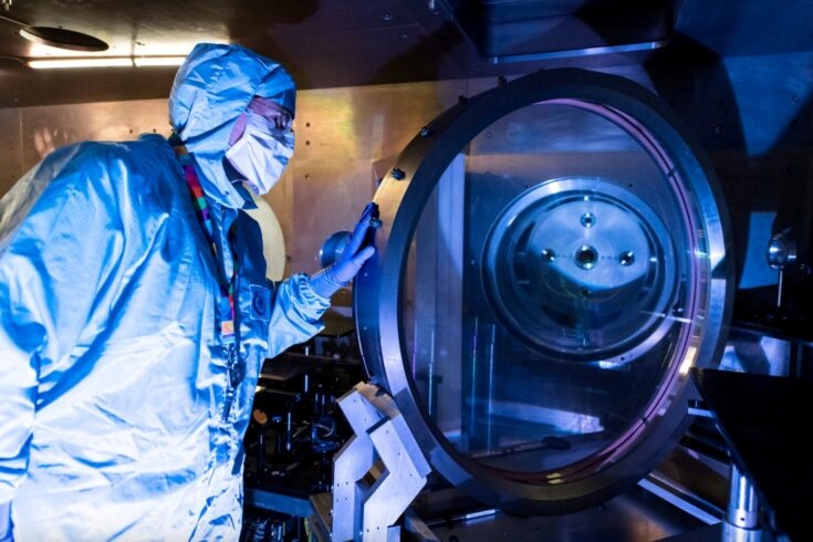The six-year program to upgrade the UK's Vulcan laser will raise the output power of pulses produced by its main beam from 1 PW to 20 PW, largely by compressing pulse duration from the current 500 fs to 20 fs using optical parametric chirped-pulse amplification. Photo: CLF.