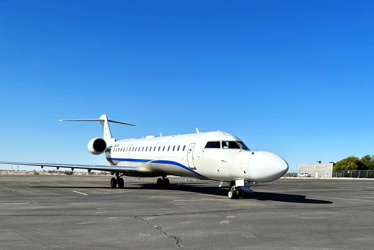 The CRJ-700 jet used at EDGE '23 to demonstrate DSaT's multi-domain deep sensing architecture. 
