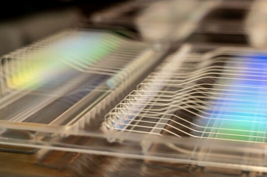 Vuzix, which is best known for its AR smart glasses, has just begun sampling optical waveguides fabricated at its new state-of-the-art facility in Rochester, New York. The components are set for use both internally and for OEM customer programs. Image: Vuzix Corp.