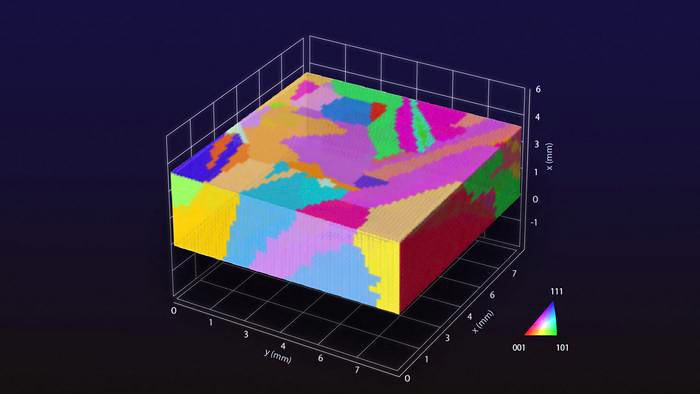 Researchers used 3D model created by AI to understand complex polycrystalline materials that are used in our everyday electronic devices. Credit: Kenta Yamakoshi.