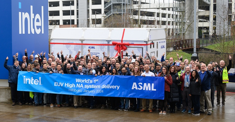 ASML shipped initial high-NA EUV modules at the end of last year, before last week's news from Intel that it had issued its first purchase order for delivery of the industry's first TWINSCAN EXE:5200 system, a high-NA EUV tool for volume production. Photo: Intel.