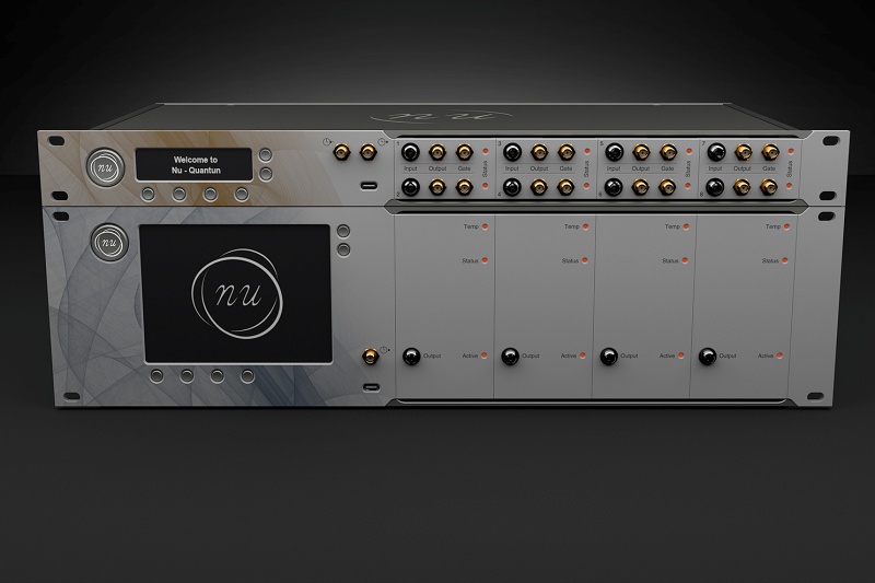 A rendered image showing how a future 19-inch, rack-mount quantum-enabled networking unit may look. Cambridge, UK, startup Nu Quantum is collaborating on the technology with Cisco and others, for potential use in future data centers. Image: Nu Quantum.