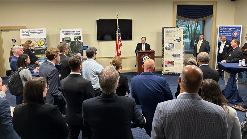 Rep. Donald Norcross addresses attendees at the Congressional Reception held as part of the SPIE Photonics Industry Summit. Photo: SPIE.