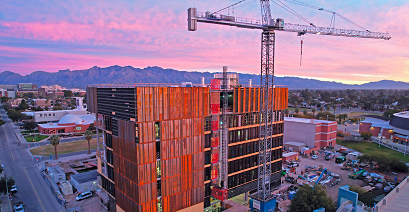 
 
<cap>The Center for Quantum Networks occupies the fourth floor of the Grand Challenges Research Building at the University of Arizona. Photo courtesy of Kitchell Corp.
