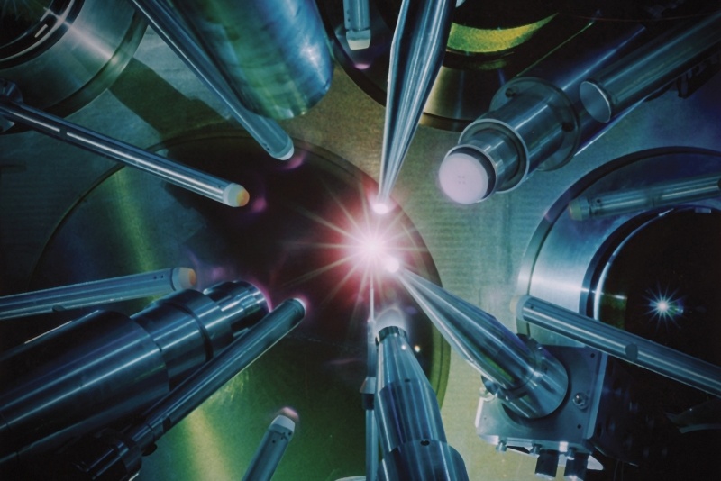 In contrast to the NIF-developed process depicted here, Marvel's approach is set to exploit much shorter-pulsed lasers, utilizing femtosecond (rather than NIFs nanosecond) sources. The Munich startup will be able to take advantage of decades of laser technology development since the NIF hardware was specified, and plans to deploy a silicon-based target that can be made in volume using conventional semiconductor production techniques. If all goes to plan, prototype fusion demonstrators could be available in the early 2030s. Image: NIF/LLNL.