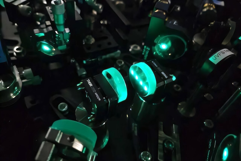 An image of the specifically designed and constructed Raman spectrometer that outperforms any other system by a 100-fold. Credit: University of Tokyo/Ultrafast Science.