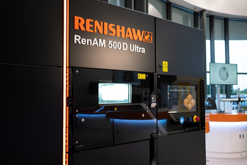 One of the options in the UK company's latest dual-laser metal additive manufacturing systems, Renishaw's 'RenAM 500D Ultra' includes technology allowing the laser to fire while the re-coater is moving, and saving up to nine seconds per build layer. Photo: Renishaw.