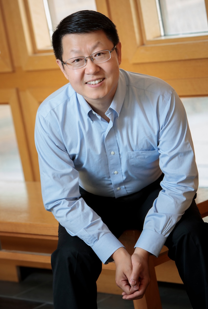 WashU's Chao Zhou predicts the new OCT device could be 50 times faster than existing state-of-the-art commercial OCT systems. Credit: Washington University in St. Louis.