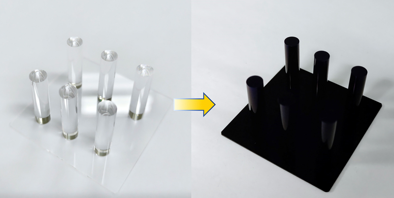 The ultrablack coating can be applied to curved surfaces and magnesium alloys to trap nearly all light. Credit: Jin et al.