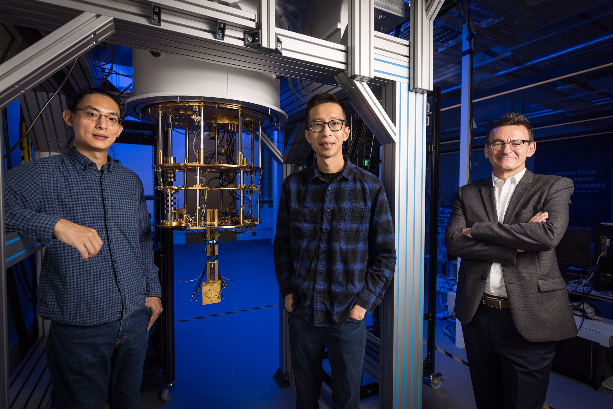 Diraq team: Jonathan Yue Huang, Henry Yang, and Andrew Dzurak. Photo credit: Anna Kucera.
