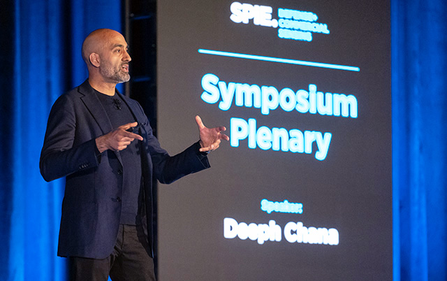 Deeph Chana, Managing Director of NATO's Defense Innovation Accelerator for the North Atlantic (DIANA) shares details of the program at SPIE Defense + Commercial Sensing. Photo: SPIE.

