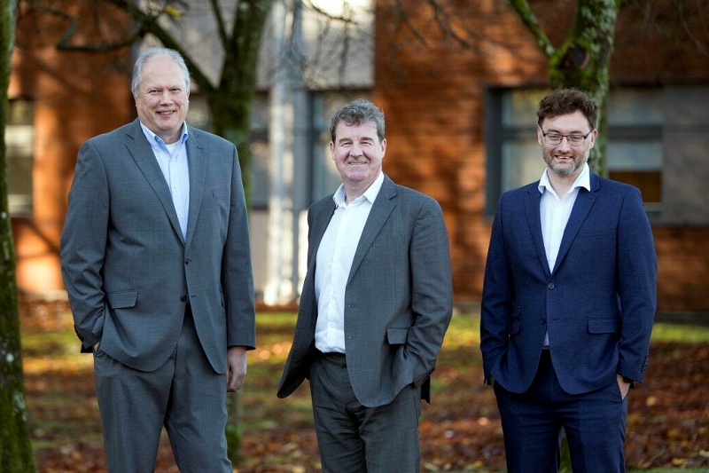 Team Vector: CEO Neil Martin (center), with sales and marketing director Euan Livingston (left), and CTO Richard Taylor (right). Photo: Vector Photonics.