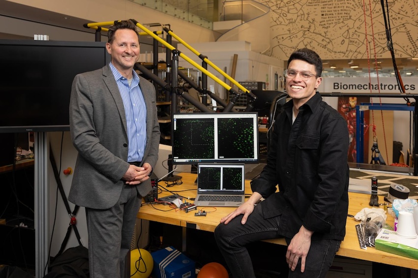 Hugh Herr (left) with Guillermo Herrera-Arcos. Credit: Steph Stevens/MIT