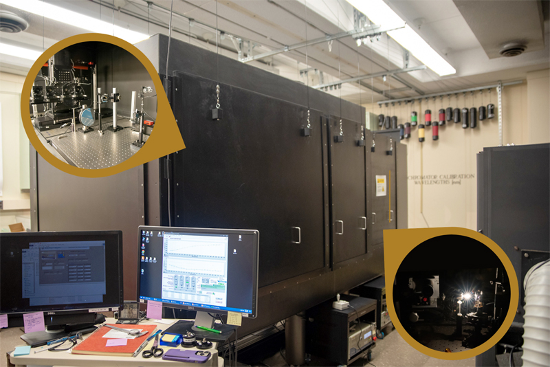 This automobile-sized black box is the heart of NIST's Ultraviolet Spectral Comparator Facility, which holds the instruments used to calibrate UV detectors. Credit: B. Hayes/NIST.