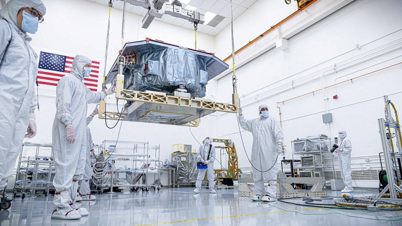 The Nancy Grace Roman Space Telescope's Wide Field Instrument recently arrived in the clean room at NASA's Goddard Space Flight Center, and is currently scheduled for launch in May 2027. Photo: BAE Systems.