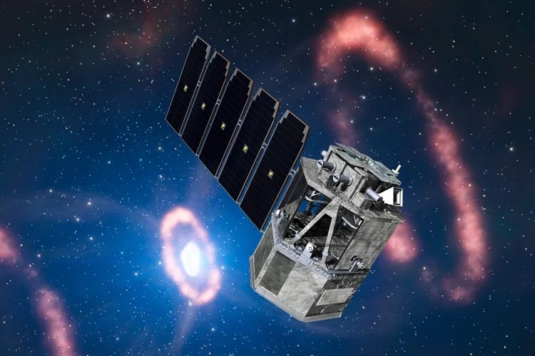 COSI Mission graphic. Credit: Image by Jim Willis, courtesy of Northrop Grumman Space Systems; background image courtesy of the European Southern Observatory.
