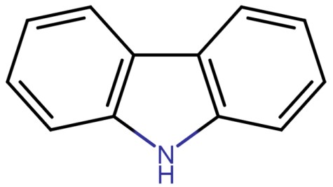 Structure of a molecule of Carbazole. Image courtesy of Edinburgh Pharmaceutical Processes (www.eppltd.com).
