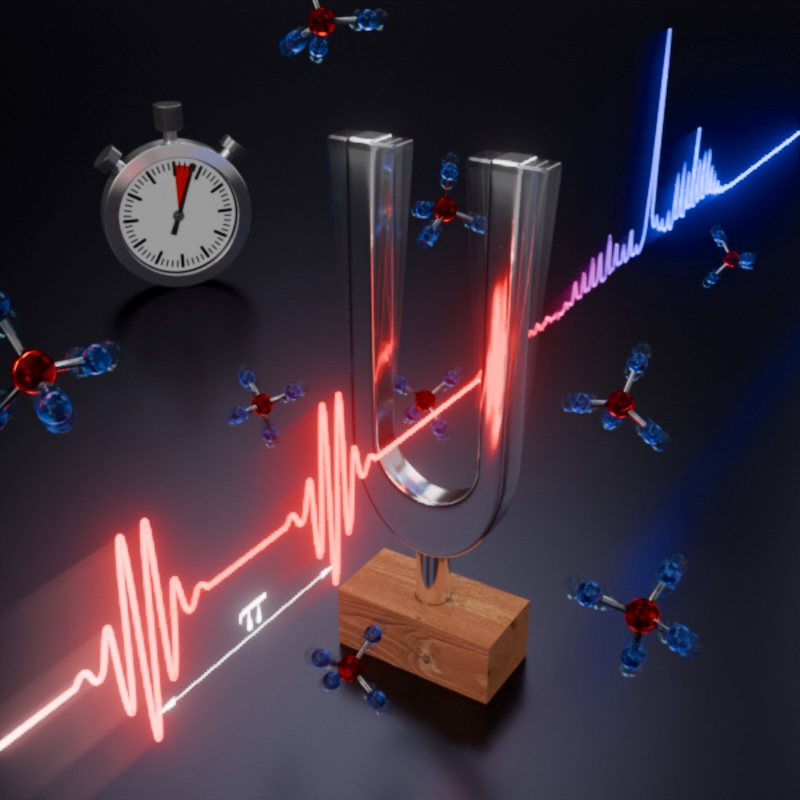 A new method for real-time detection and identification of very low concentrations of gases adds coherent control to quartz-enhanced photoacoustic spectroscopy, which uses a quartz tuning fork to detect gas absorption. Credit: Florian Sterl, Sterltech Optics.