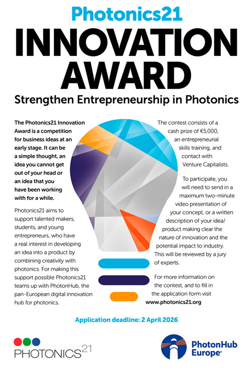 Winner will receive &euro;5000 prize. Graphic: Photonics21.