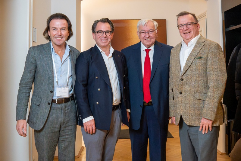 (l-r): Dr. Thorsten Kahlert, CEO Hoerbiger; Markus Spanner, CEO PI; Dr. Karl Spanner, Founder PI; and Dr. Martin Komischke, Chairman of the Board of Directors at Hoerbiger. Photo: PI/Hoerbiger.
